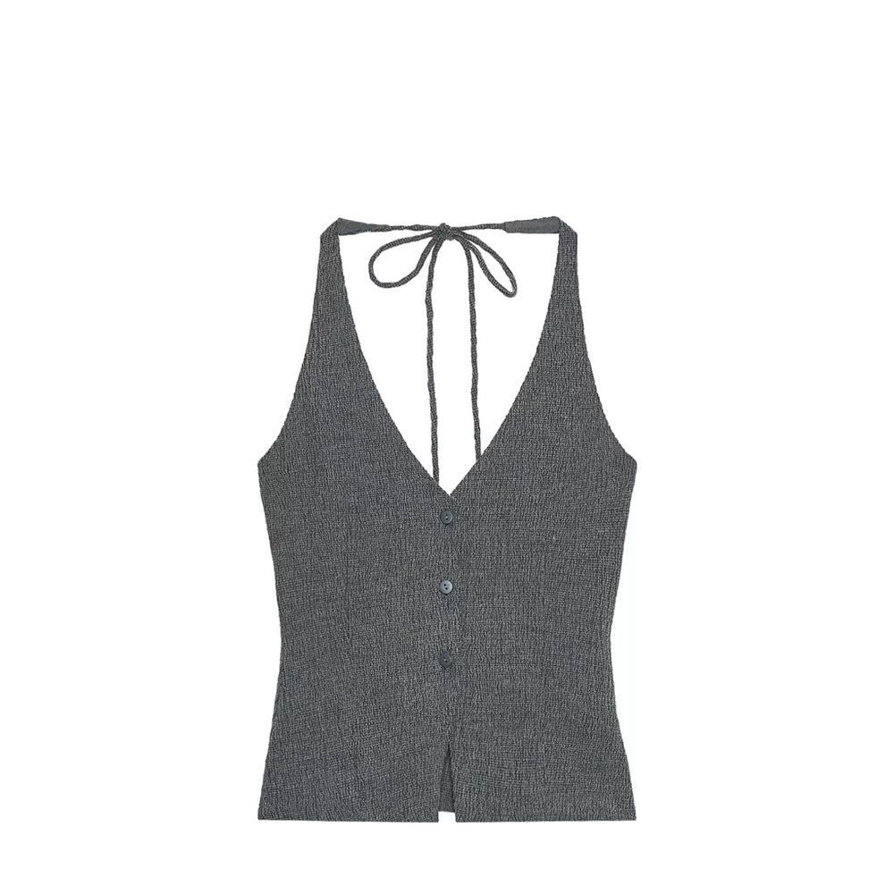 Zara Gray Knit Halter Top! NWT SIZE S